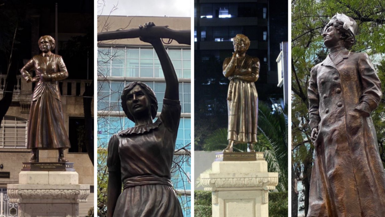 estatuas del paseo de las heroinas sobre reforma en cdmx ciudad de mexico