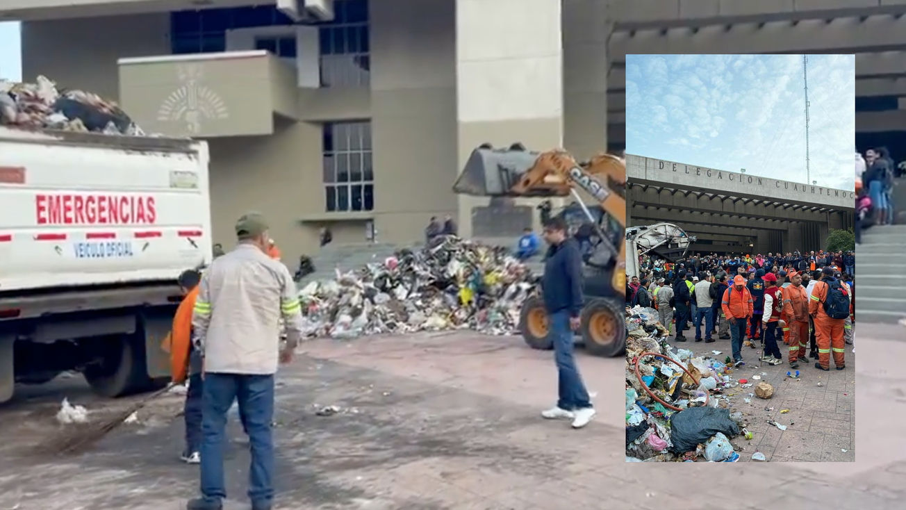 Trabajadores de limpia de la Cuauhtémoc protestaron tirando basura